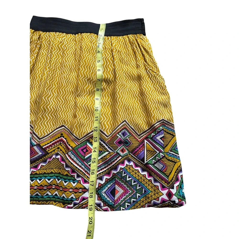 Moonlight Imports Skirt S Boho Tribal Geometric Print Yellow Multicolor USA‎